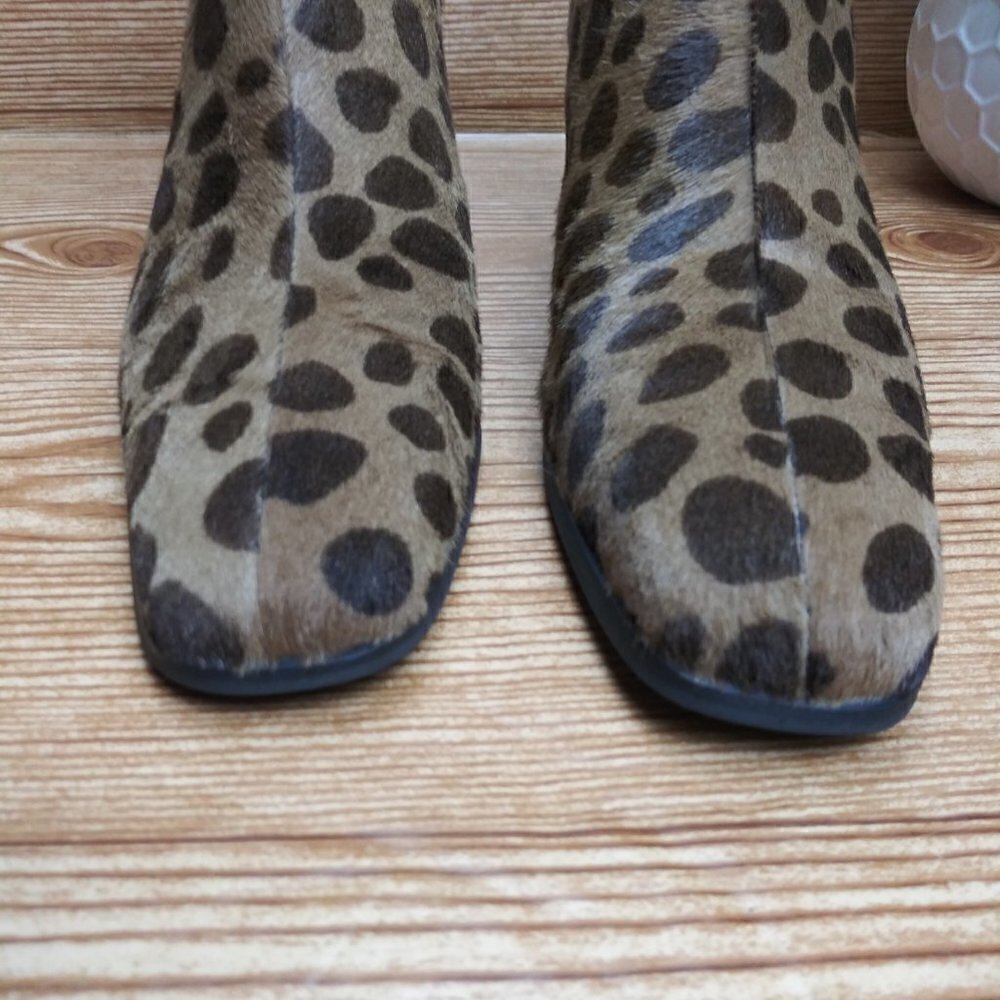 Stuart Weitzman Ponyhair Ankle Boots woman size 6M Brown Animal Print block heel - Picture 4 of 13